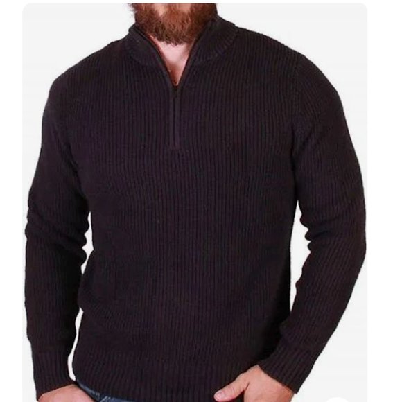 NWT Calvin Klein 1/4 Zip Rib Knit Sweater Black Casual Preppy Neutral Cotton-XL - Picture 1 of 12